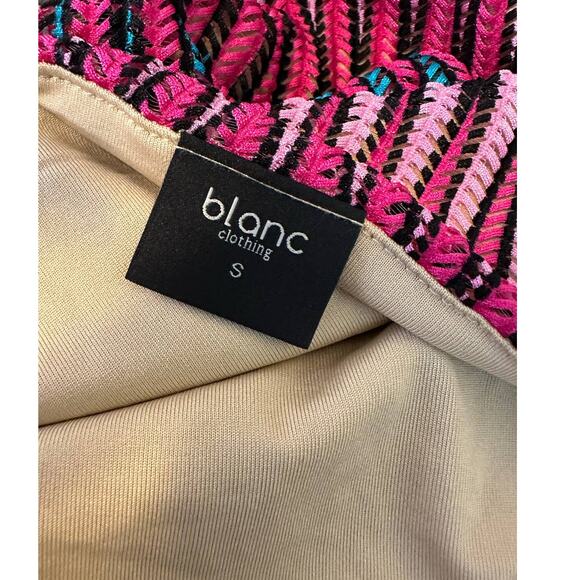 Blanc Clothing colorful one shoulder one sleeves body con dress size Small - Picture 4 of 10